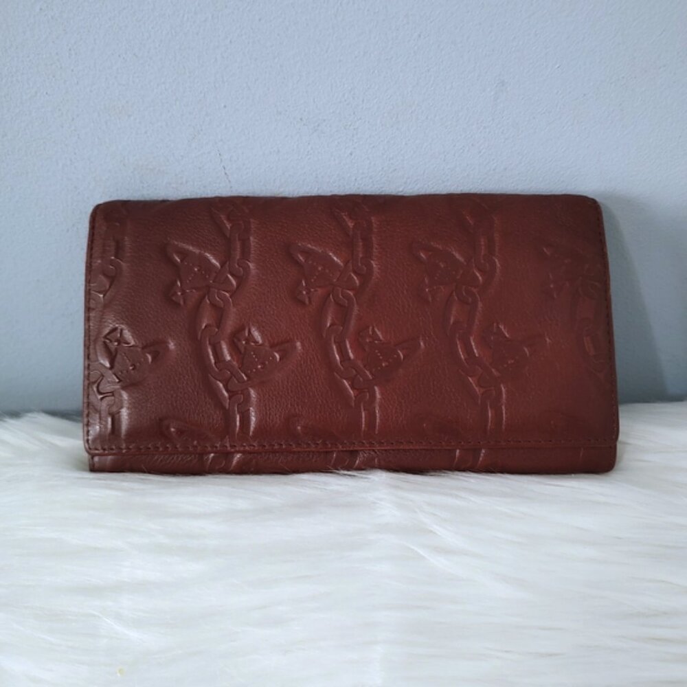 Vivienne Westwood embossed leather bifold wallet clutch EUC
